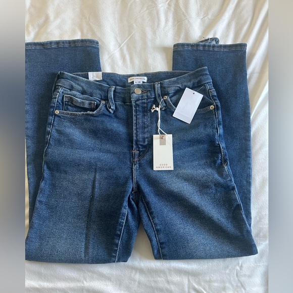 *GOOD AMERICAN Good Legs Straight Indigo Distressed Jean Indigo 6/28 NWT O-26 - Picture 3 of 14